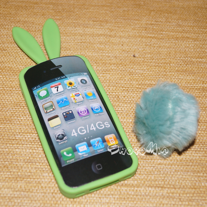 Чехол на телефон iPhone 4 "ЗАЙЧИК" зеленый 