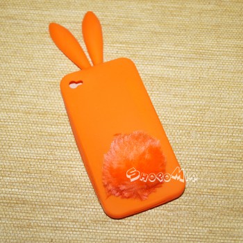Чехол на телефон iPhone 4 "Зайчик" оранжевый
