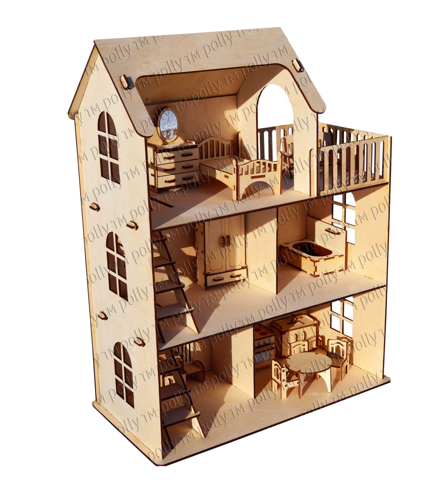 Трехэтажный домик для кукол