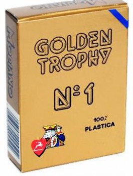 Карты для покера Golden Trophy 100% пластик, Италия, синяя рубашка
